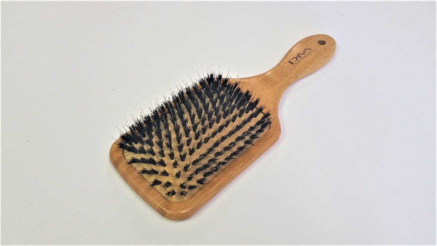 DIVA HAIR BRUSH #BM100PC: Bamboo Paddle Brush w/Porcupine