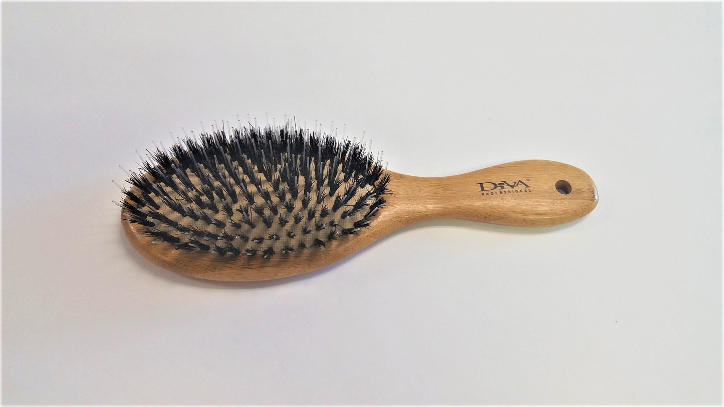 Large Bamboo Oval Cushion Brush w/Porcupine BM003PC