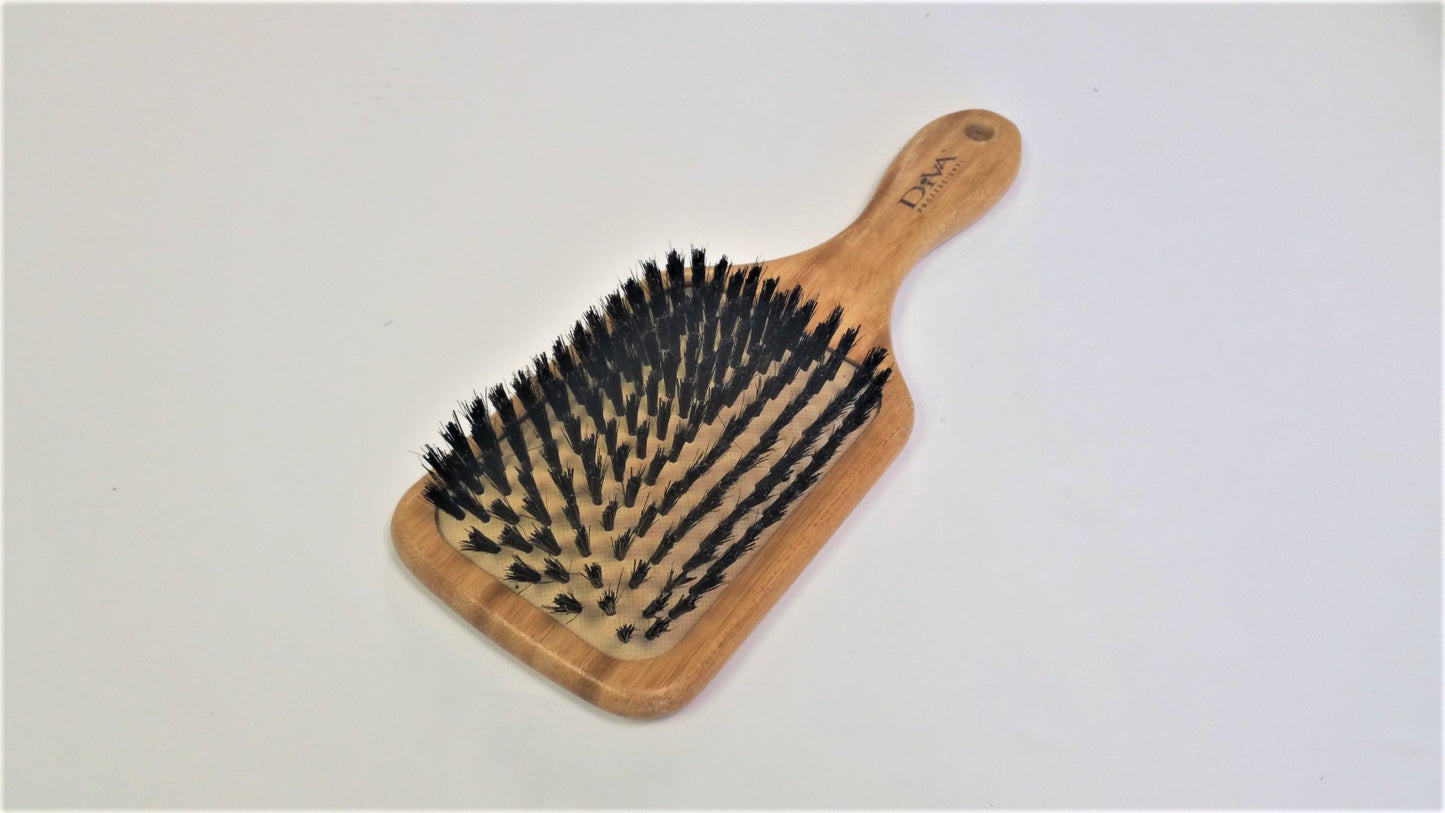 DIVA HAIR BRUSH #BM100B: Bamboo Paddle Brush w/100% Boar Hair.
